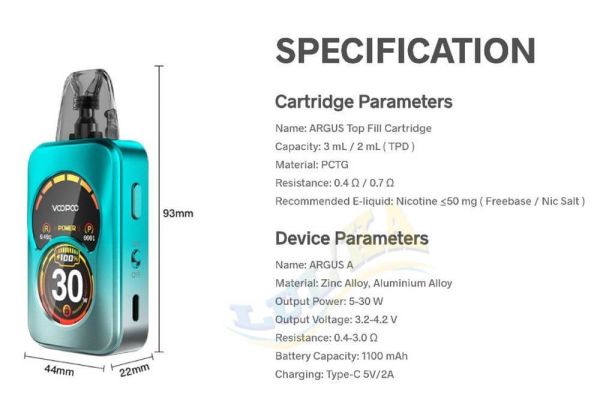 Voopoo Argus A 30W Kit 1100mAh (Phantom Black) Voopoo Argus A 30W Kit 1100mAh (Phantom Black)