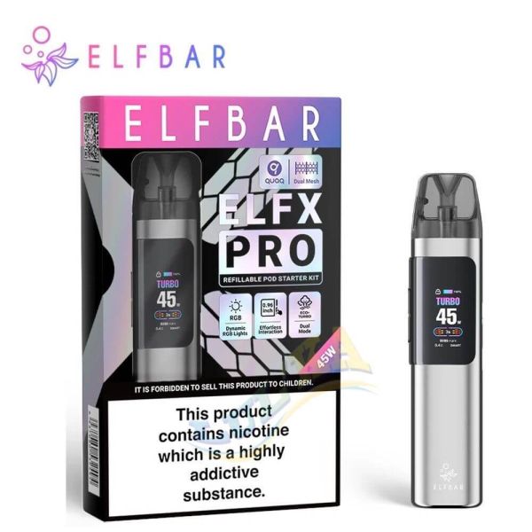 Elf Bar ELFX PRO Pod Kit 1200mAh (Silver) Elf Bar ELFX PRO Pod Kit 1200mAh (Silver)