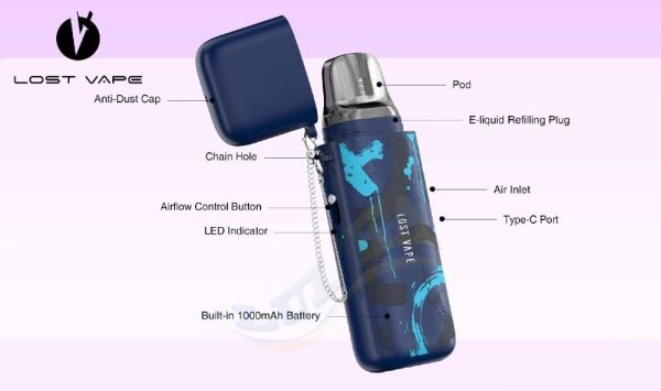 Lost Vape Ursa Cap Pod Kit 1000mAh (Joy Blue) Lost Vape Ursa Cap Pod Kit 1000mAh (Joy Blue)