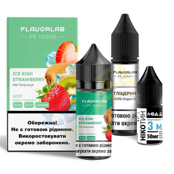 Набор FlavorLab PE 10000 Ice Kiwi Strawberry 30ml 50mg Salt Набор FlavorLab PE 10000 Ice Kiwi Strawberry 30ml 50mg Salt