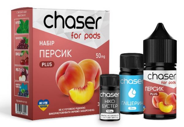 Набір Chaser for pods Salt Peach (50 мг/мл) 30 мл Набір Chaser for pods Salt Peach (50 мг/мл) 30 мл