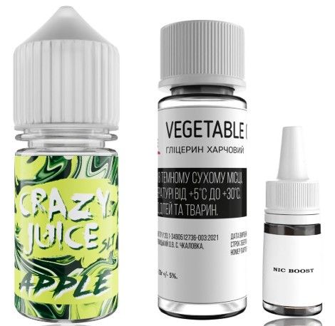 Комплект Crazy Juice Salt Apple 50 мг/мл 30 мл. Комплект Crazy Juice Salt Apple 50 мг/мл 30 мл.