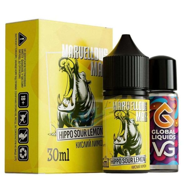 Набор Marvellous Max Hippo Sour Lemon 30 мл.  Набор Marvellous Max Hippo Sour Lemon 30 мл.