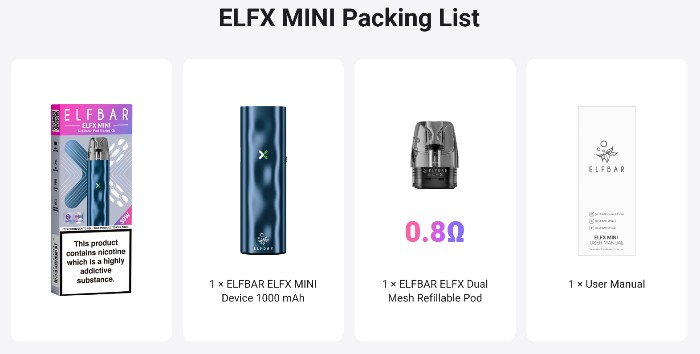 Комплектация Elf Bar ELFX Mini