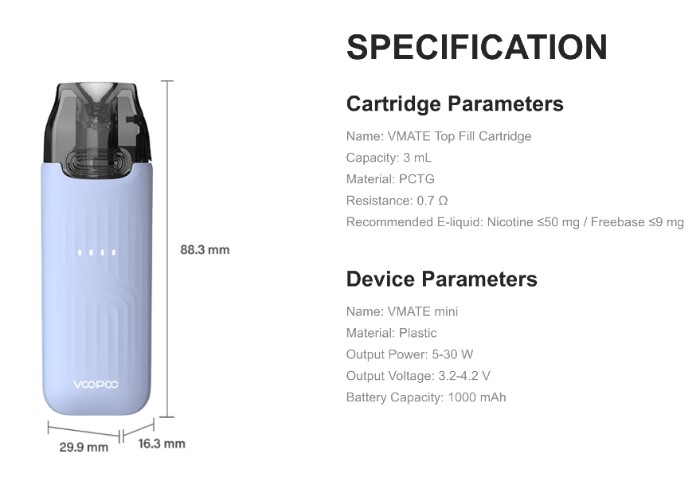 Технічні характеристики POD Voopoo